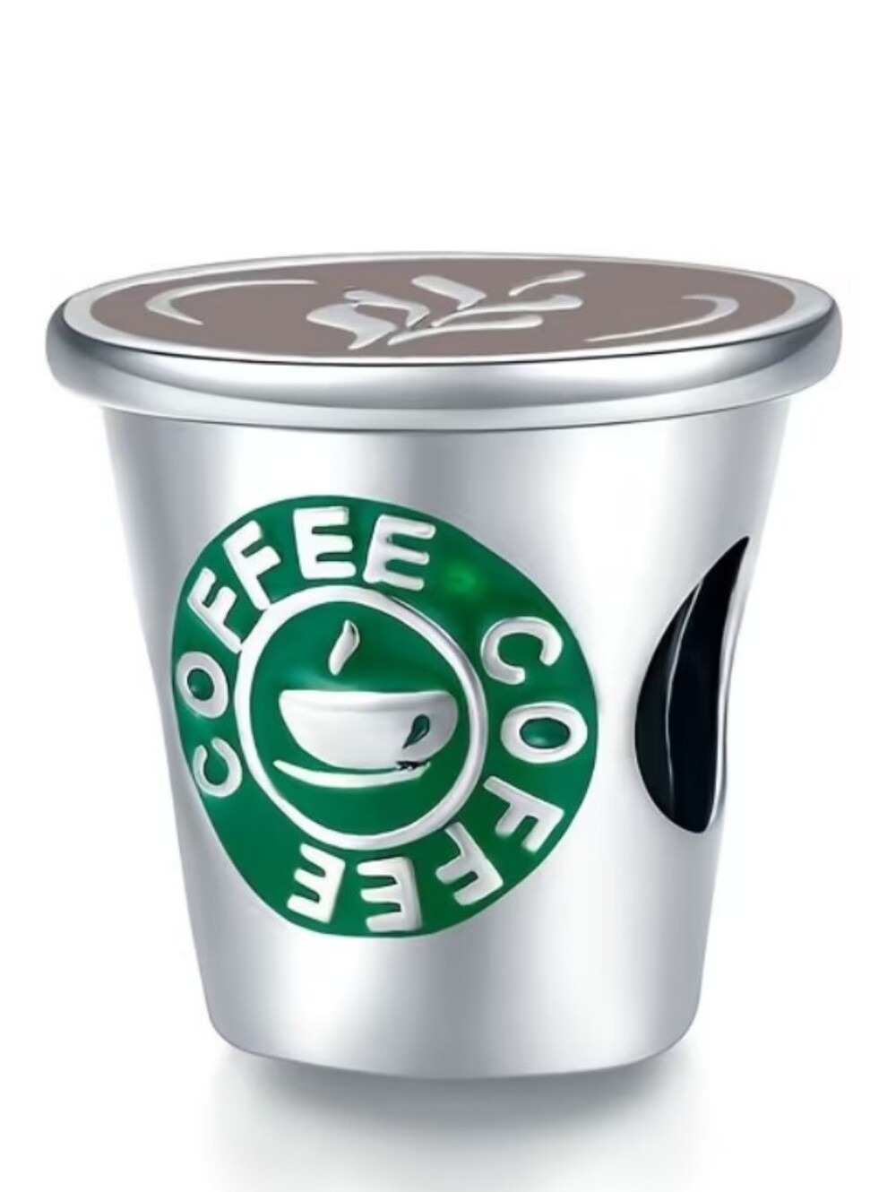 Silver Coffee Pod with Green Coffee Emblem